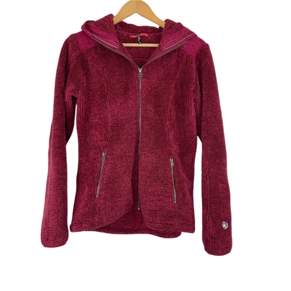 Kuhl Pink Hooded Fleece Textured Full Zip Jacket - Picture 1 of 6